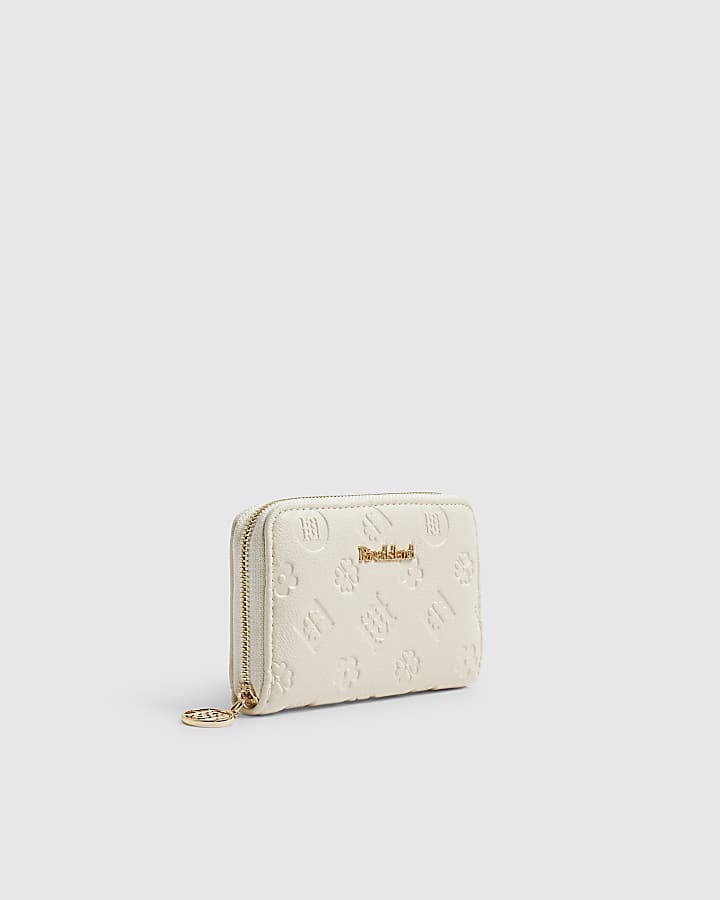 Cream Embossed Monogram Purse