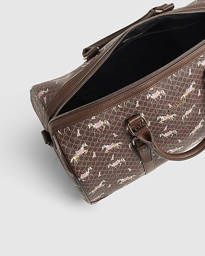 Brown Monogram Horse Print Barrell Bag