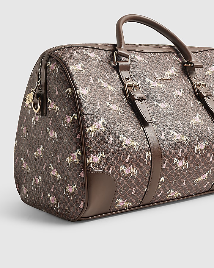 Brown Monogram Horse Print Barrell Bag