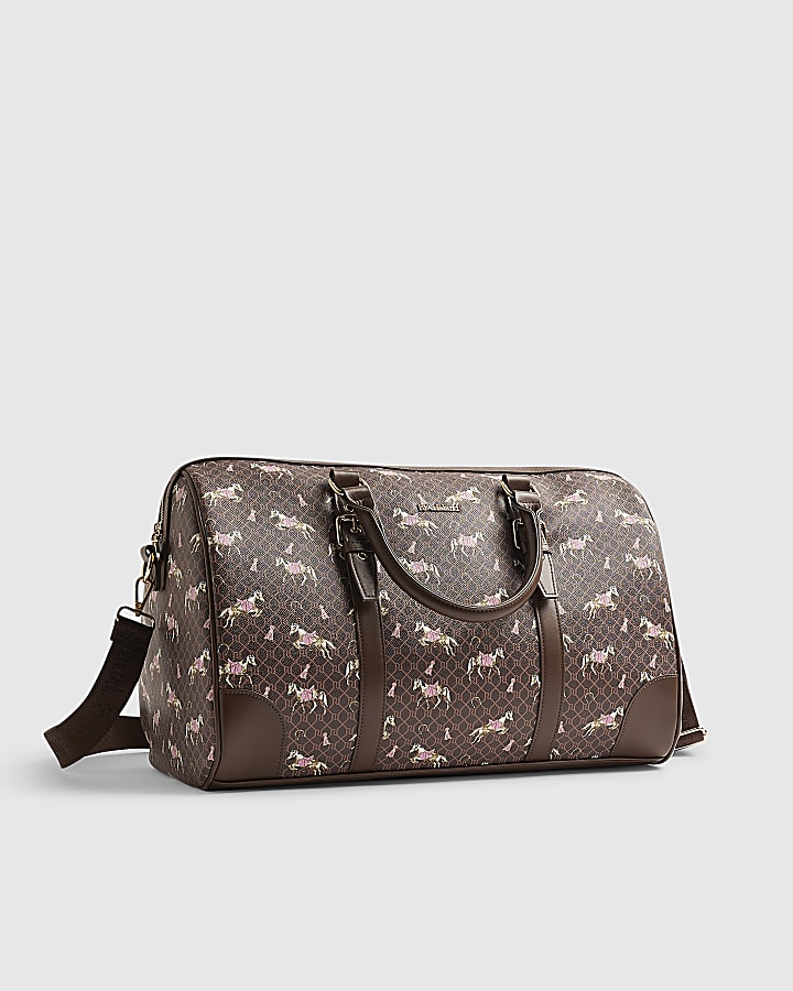 Brown Monogram Horse Print Barrell Bag