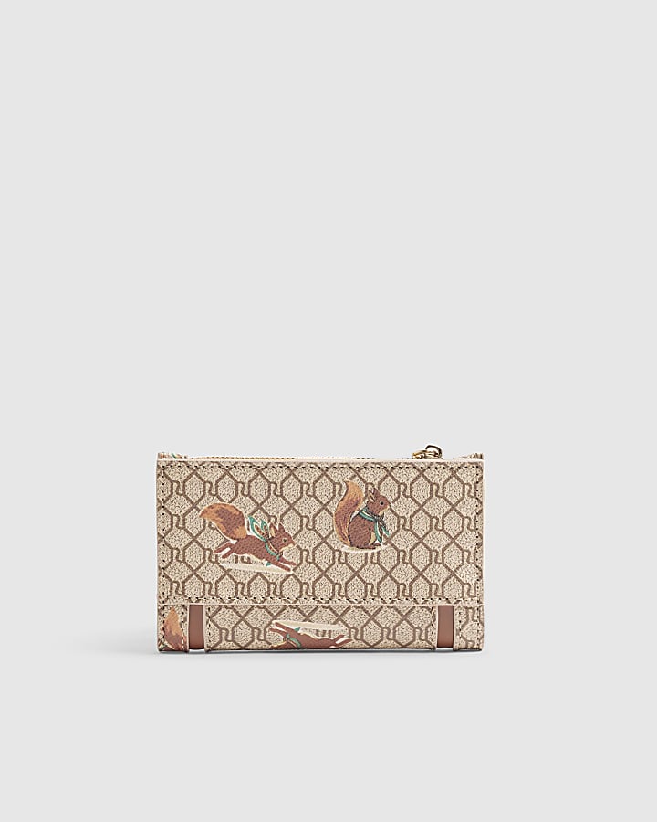 Beige Squirrel Monogram Mini Purse