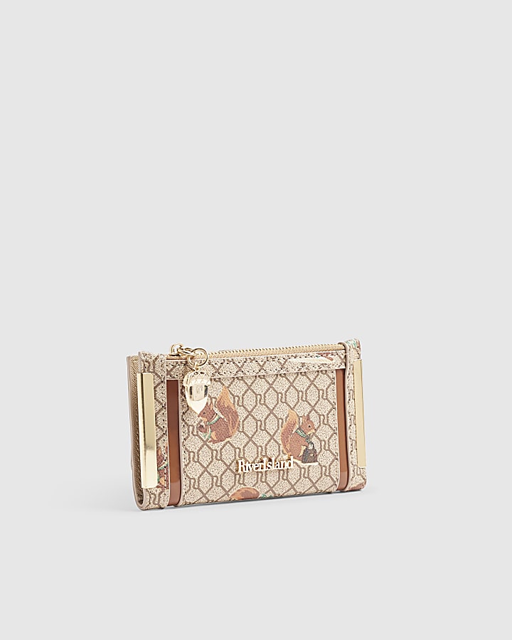 Beige Squirrel Monogram Mini Purse