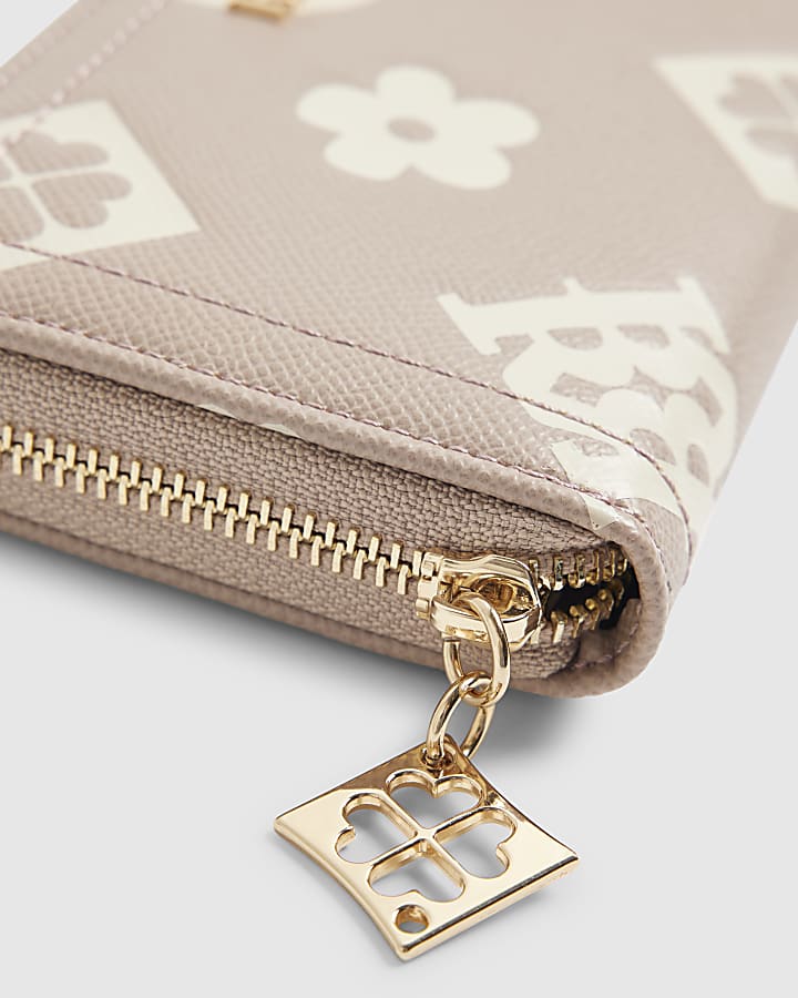 Beige Monogram Embossed Purse