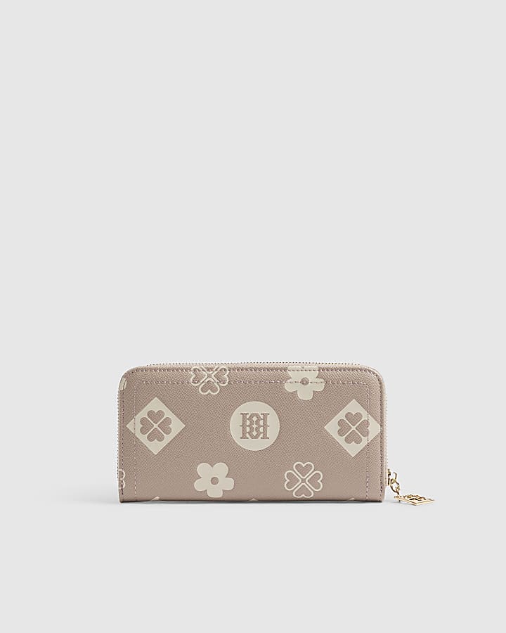 Beige Monogram Embossed Purse