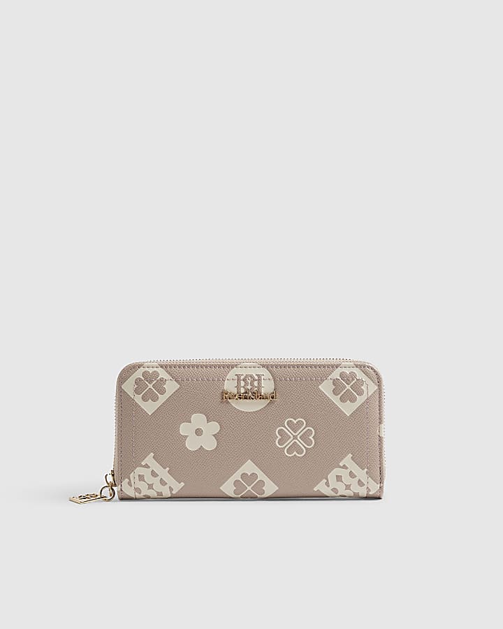 Beige Monogram Embossed Purse