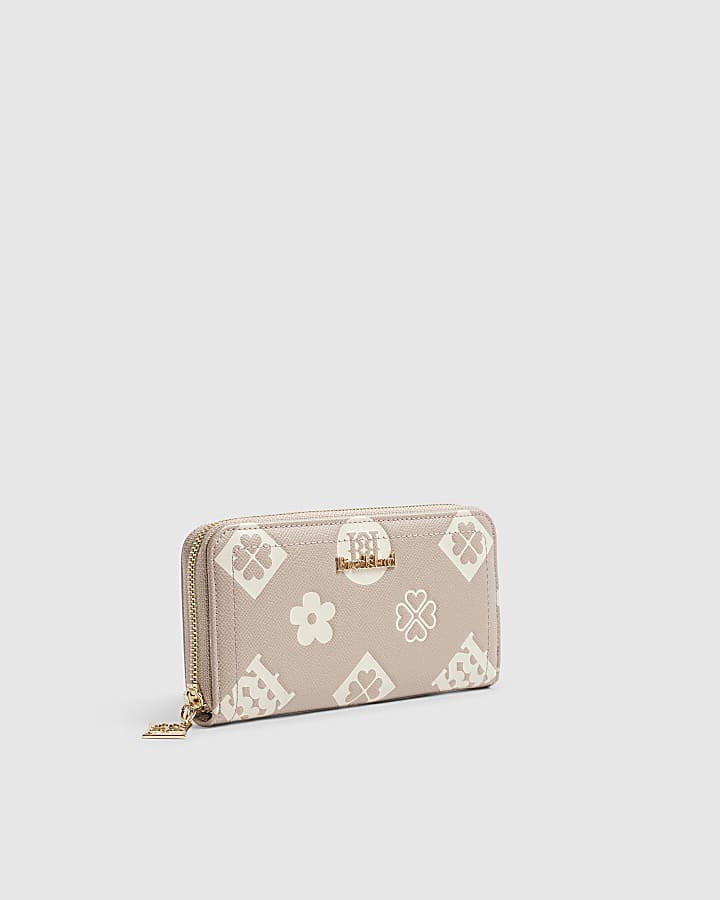 Beige Monogram Embossed Purse