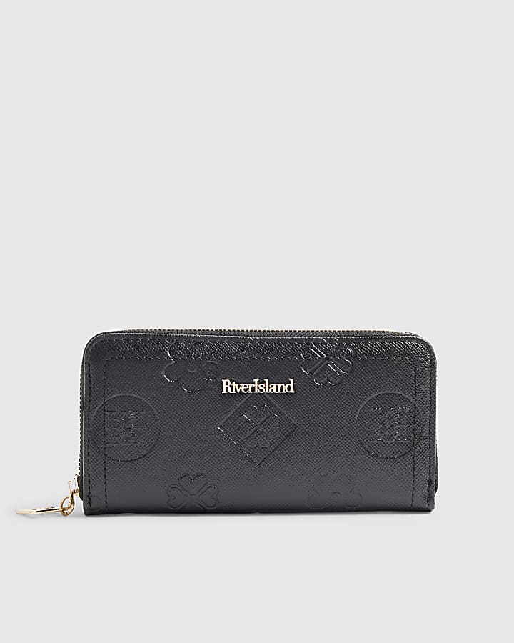 Black Monogram Embossed Purse