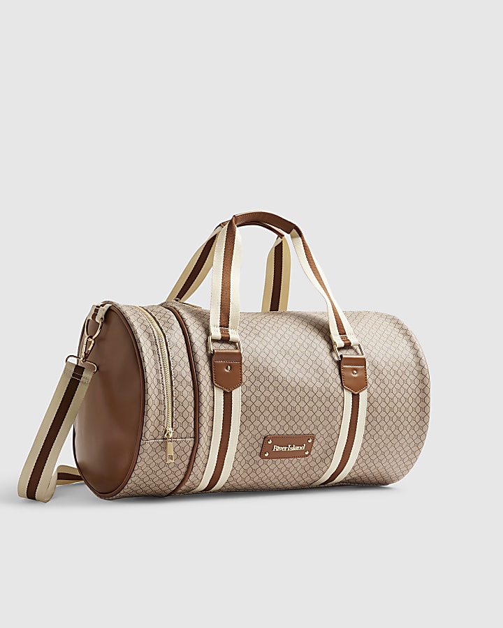 Beige Slouchy Monogram Barrel Bag
