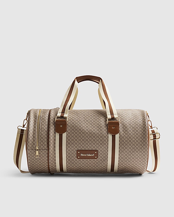 Beige Slouchy Monogram Barrel Bag