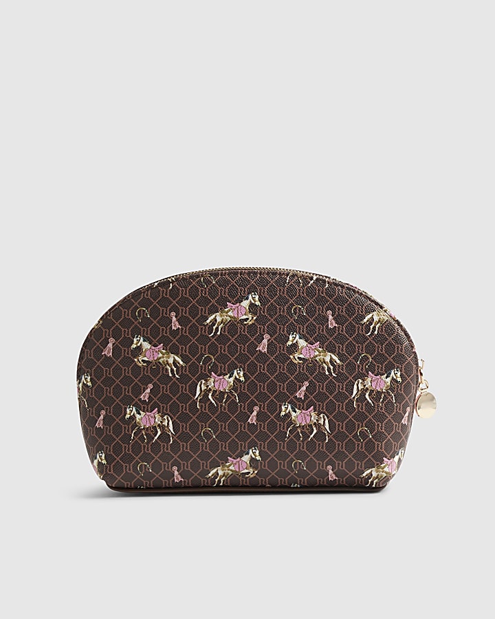 Brown Monogram Horse Print Makeup Pouch