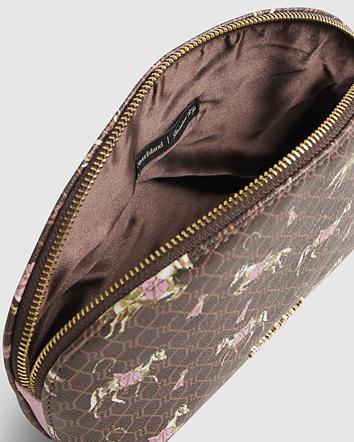Brown Monogram Horse Print Makeup Pouch