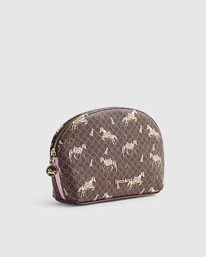 Brown Monogram Horse Print Makeup Pouch