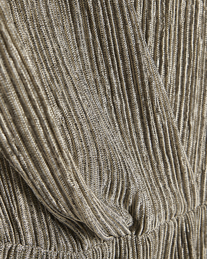 Petite Khaki Plisse Batwing Top