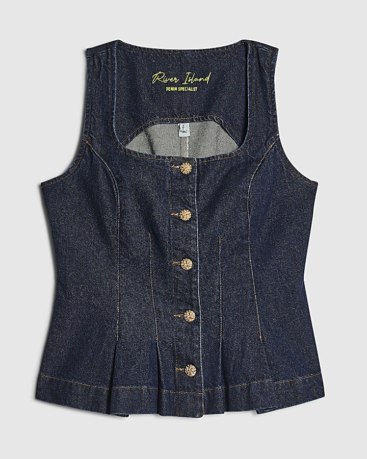 Blue Denim Peplum Top