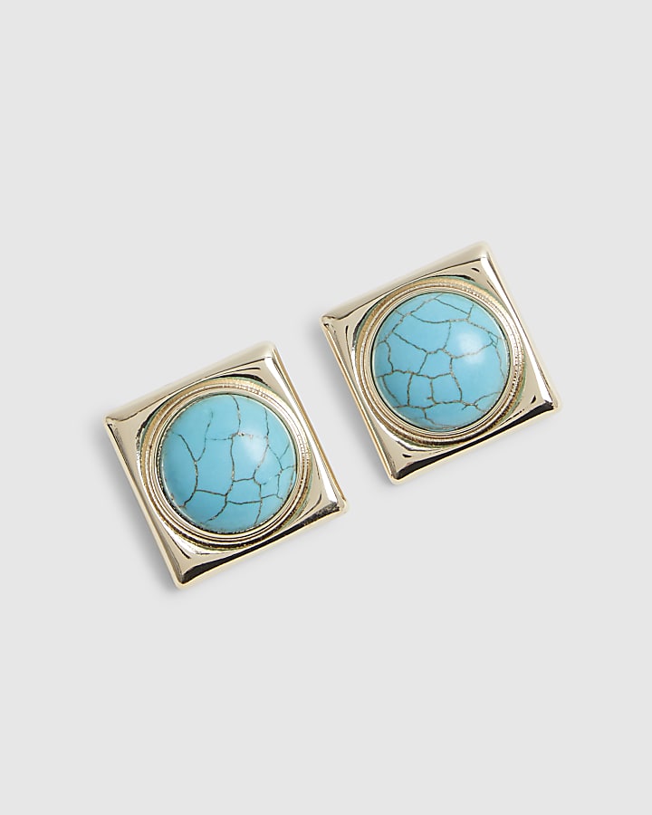 Blue Stone Stud Earrings