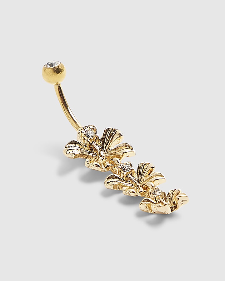 Gold Flower Belly Bar