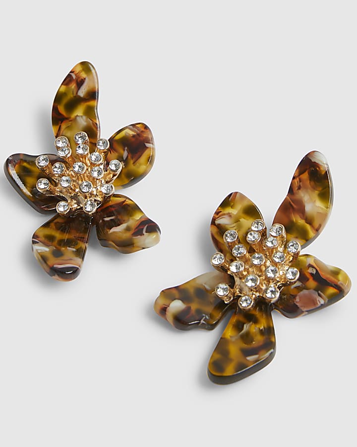 Brown Orchid Earrings