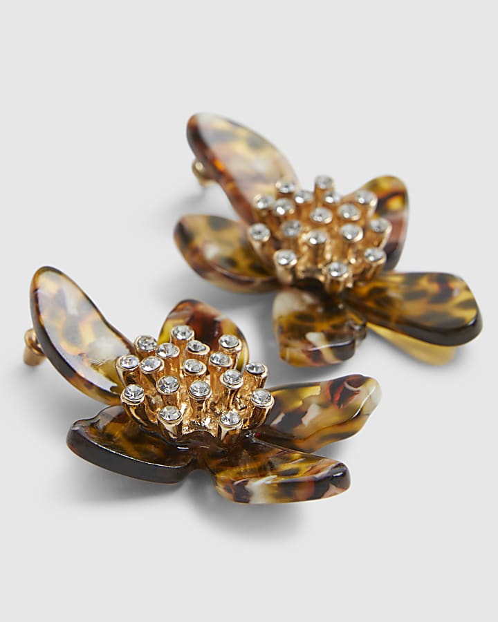 Brown Orchid Earrings