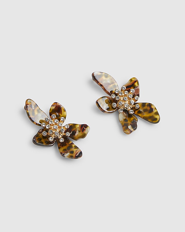 Brown Orchid Earrings
