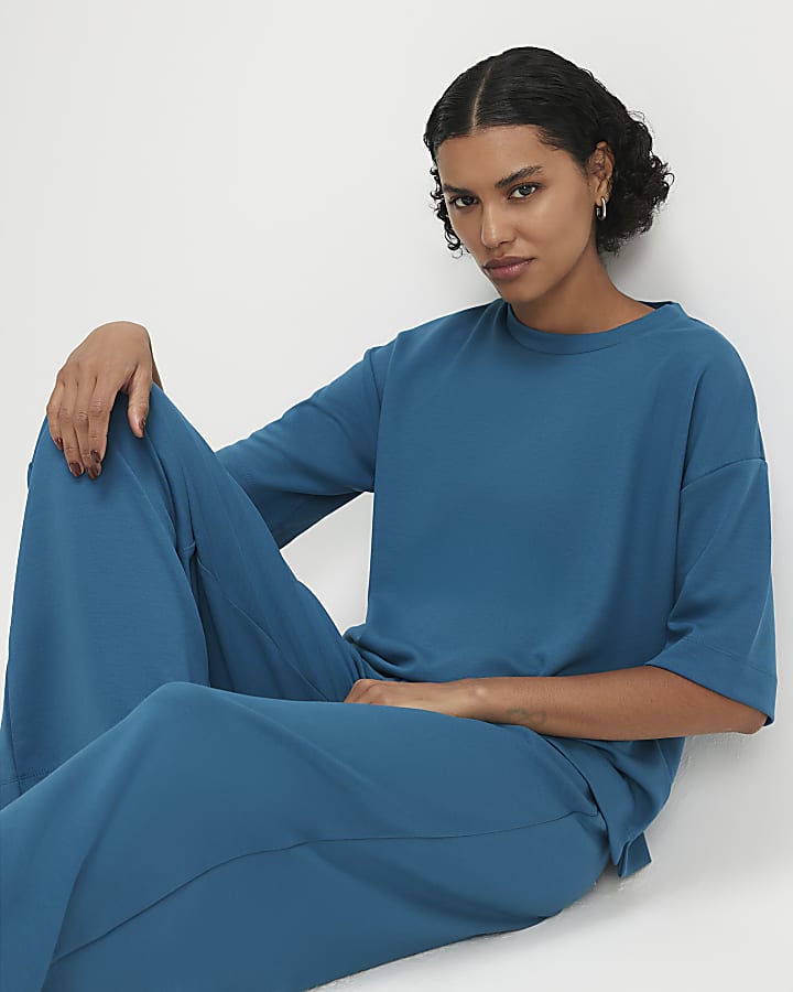 Blue Premium Short Sleeve Boxy T-shirt