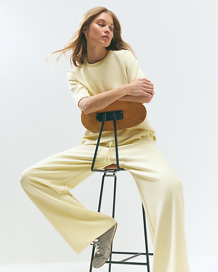 Yellow Premium Drawstring Wide Leg Joggers