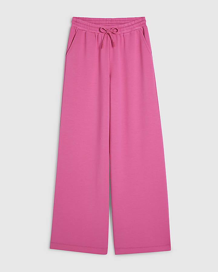 Pink Premium Drawstring Wide Leg Joggers