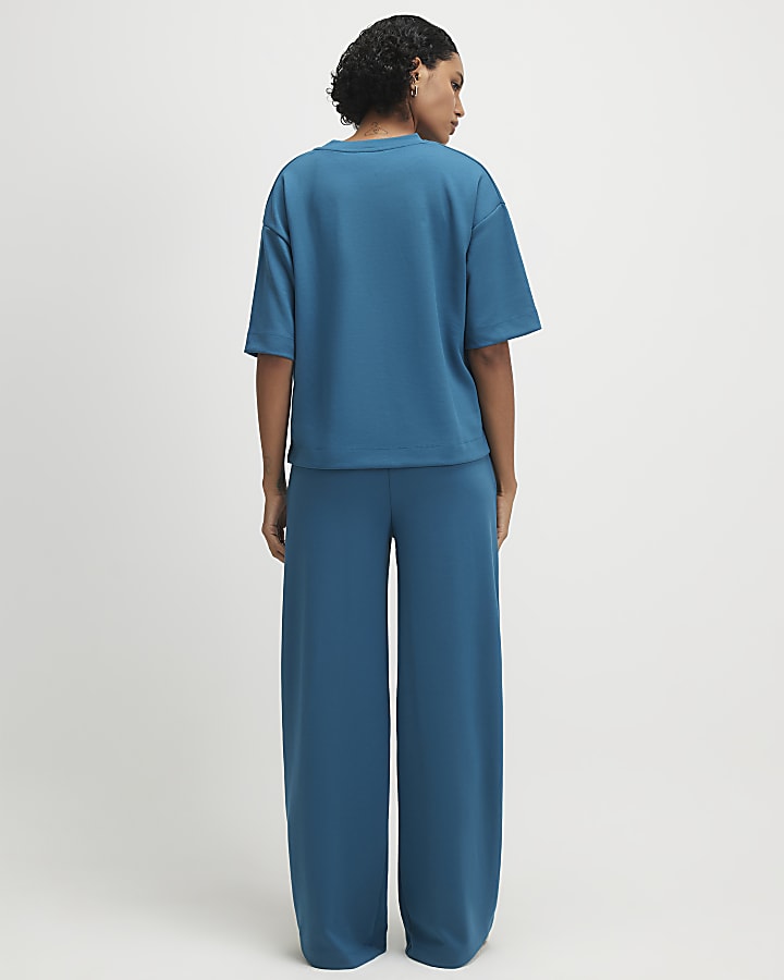 Blue Premium Wide Leg Joggers