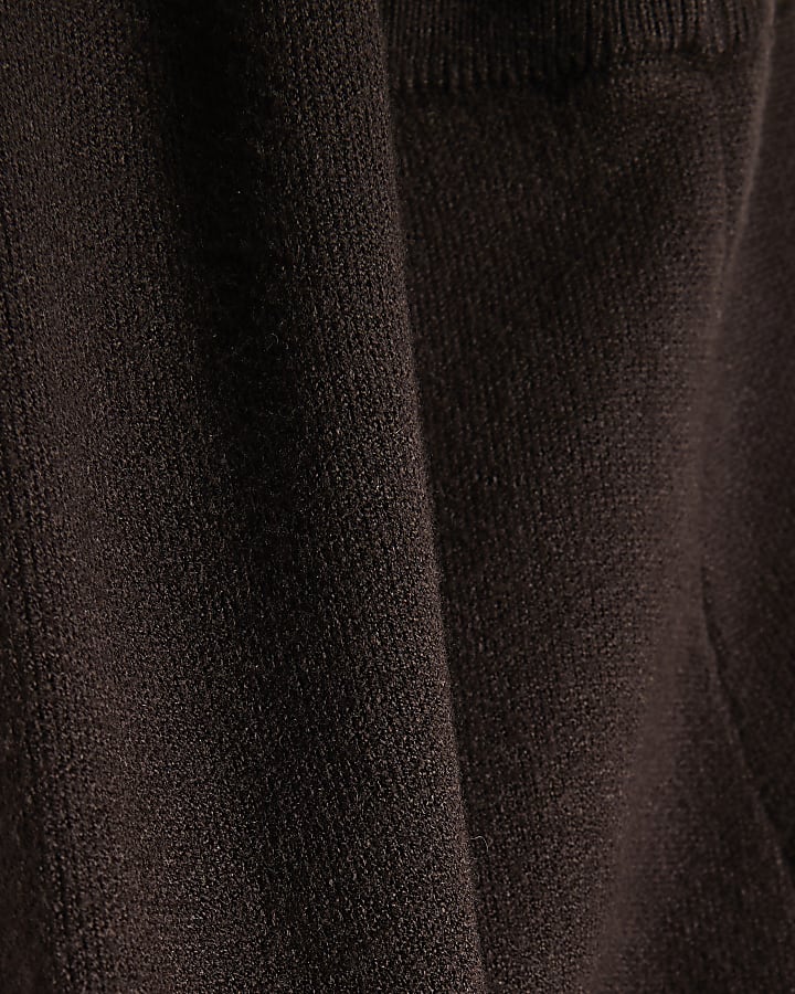 Brown Knitted Wide Leg Trousers
