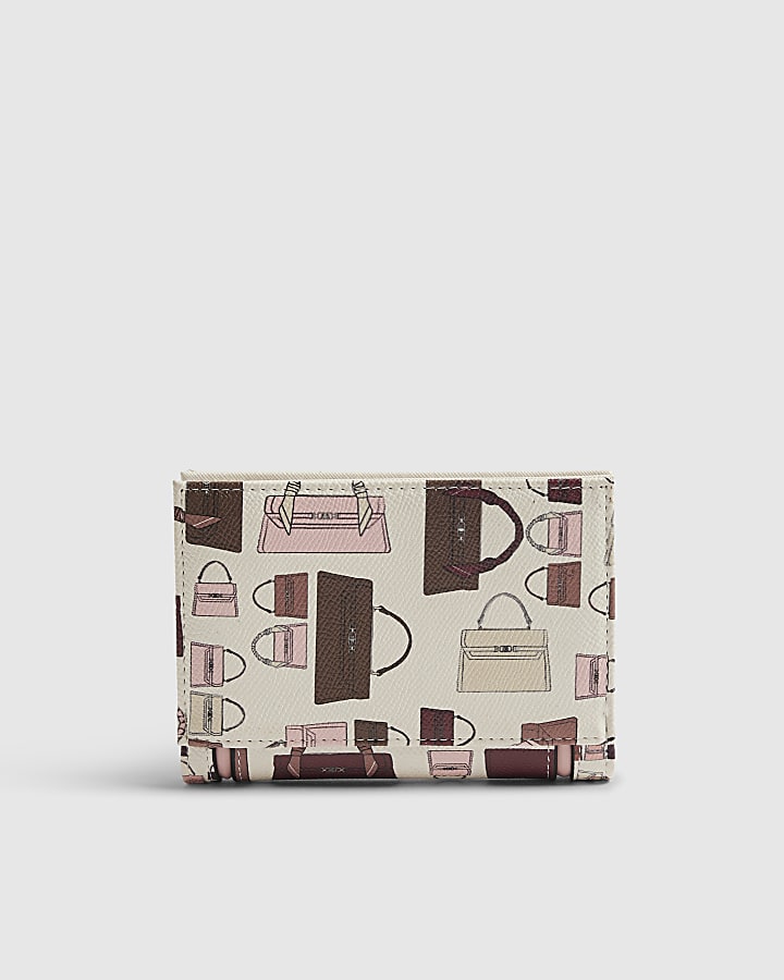 White Tote Bag Print Foldout Purse