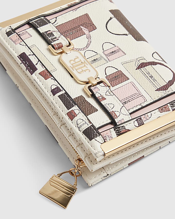 White Tote Bag Print Foldout Purse
