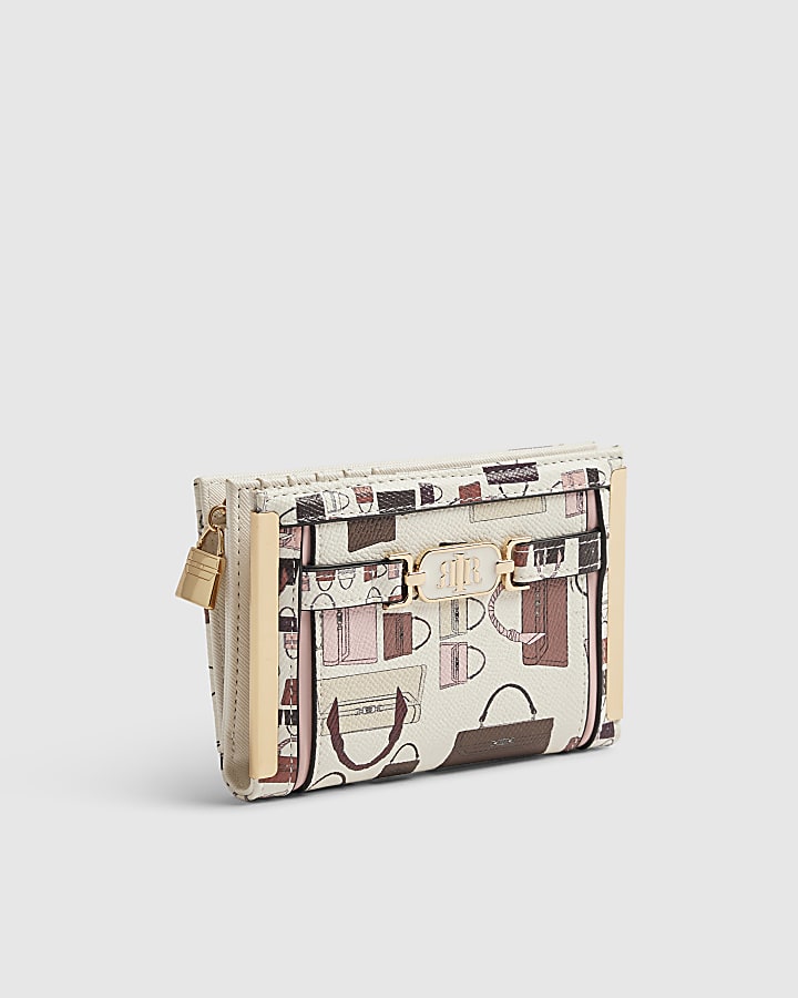 White Tote Bag Print Foldout Purse