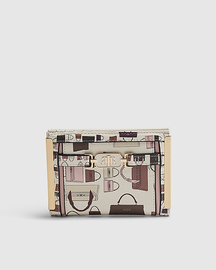 White Tote Bag Print Foldout Purse