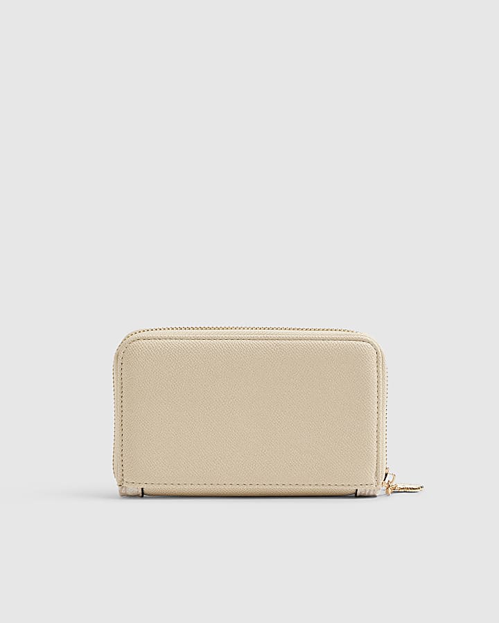 Cream Tab Front Flower Charm Purse