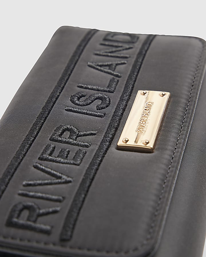 Black Nylon Logo Flap Purse