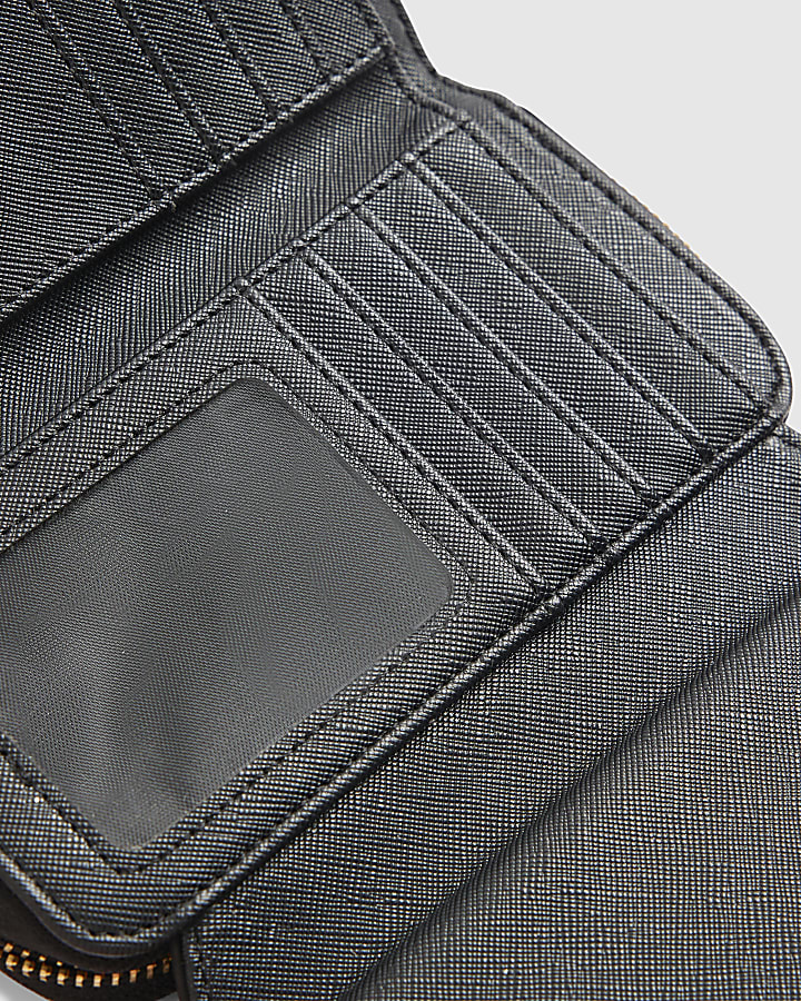 Black Nylon Logo Flap Purse
