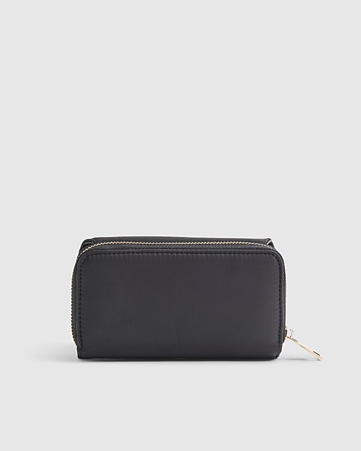 Black Nylon Logo Flap Purse