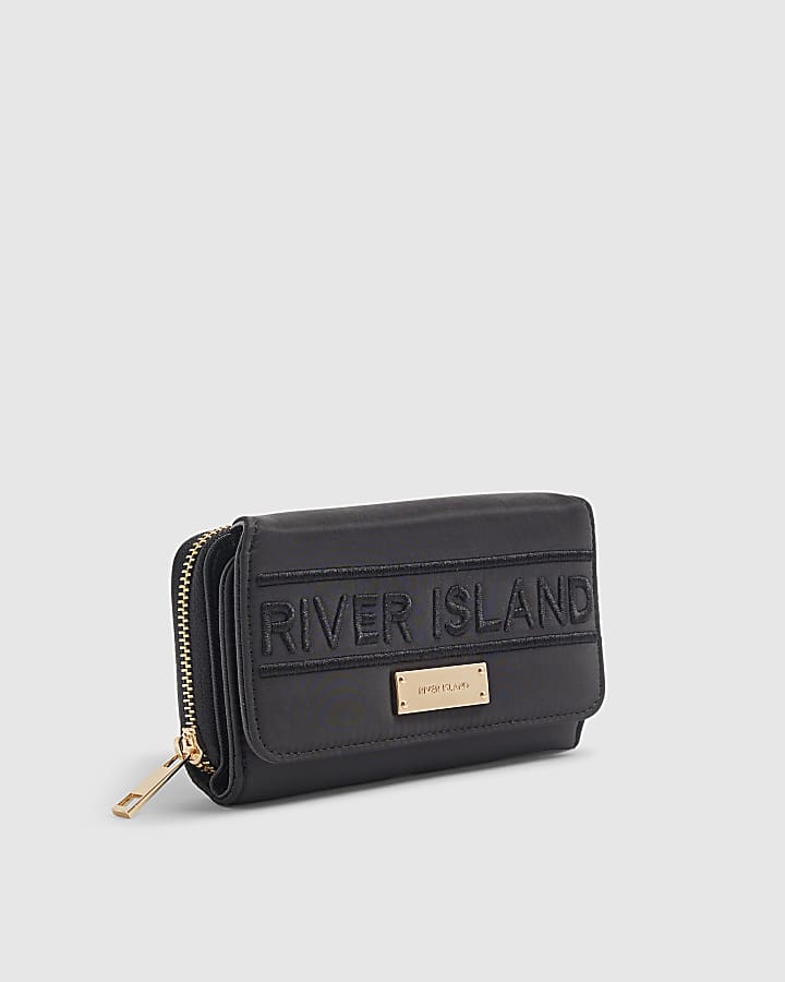 Black Nylon Logo Flap Purse