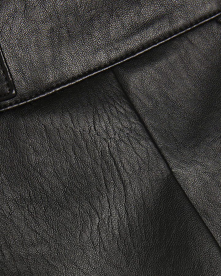 Black Faux Leather Tailored Shorts