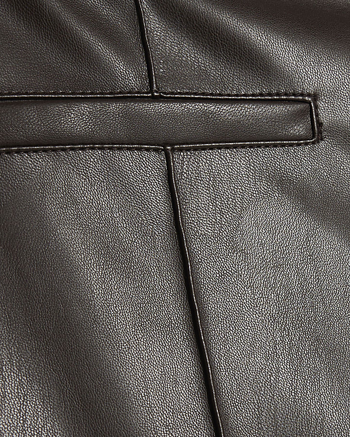 Brown Seam Detail Cropped Trousers