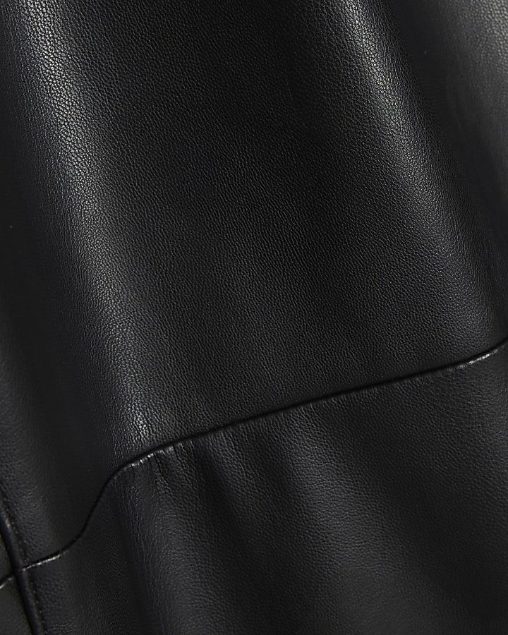 Black Faux Leather Barrel Leg Trousers