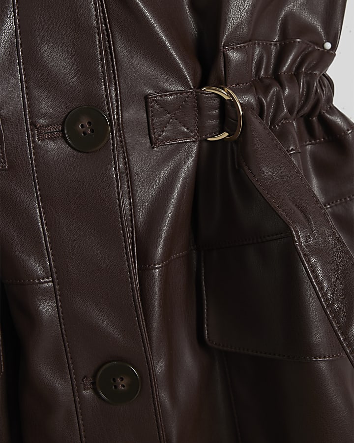 Purple Faux Leather Utility Mini Dress