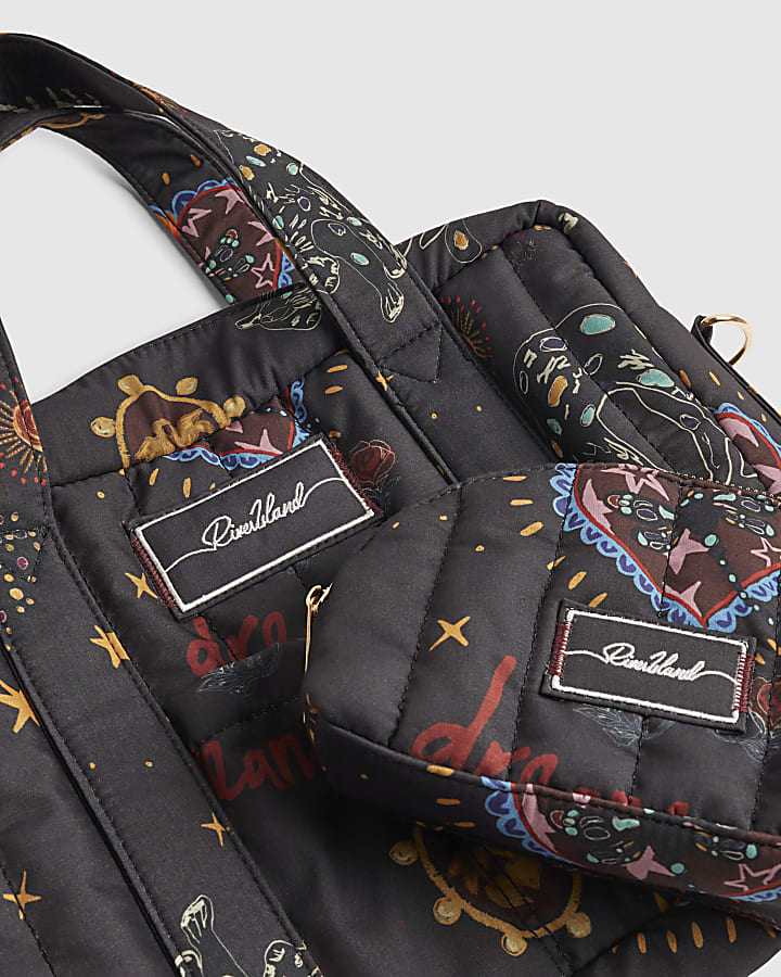 Grey Printed Holdall Bag Bundle