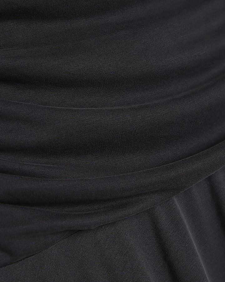 Black Hanky Hem Midi Skirt