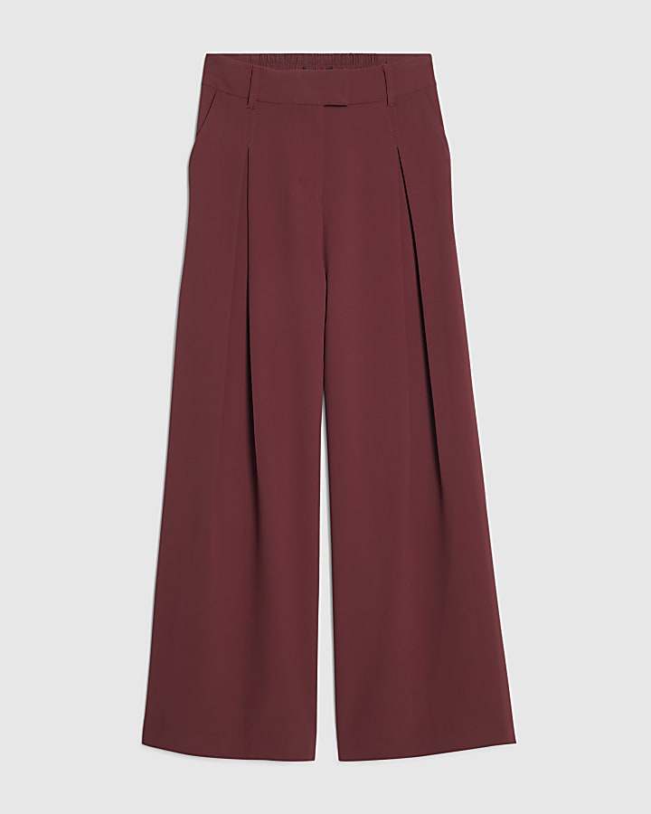Brown Crepe Wide Leg Trousers