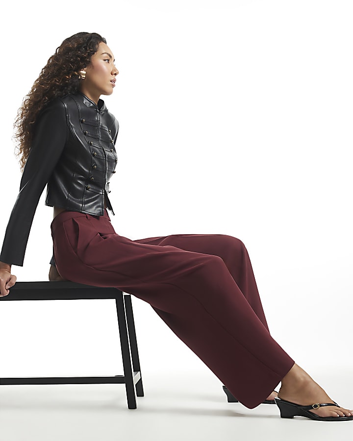 Brown Crepe Wide Leg Trousers