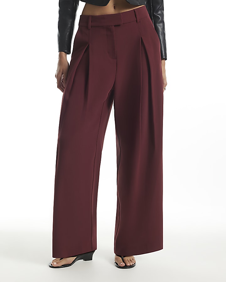 Brown Crepe Wide Leg Trousers