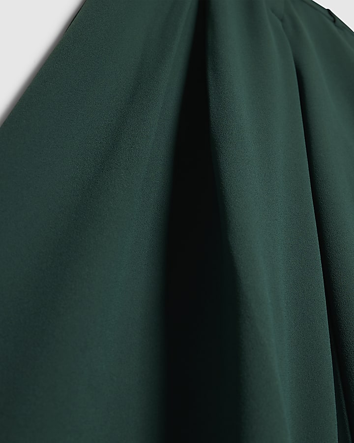 Green Crepe Wide Leg Trousers