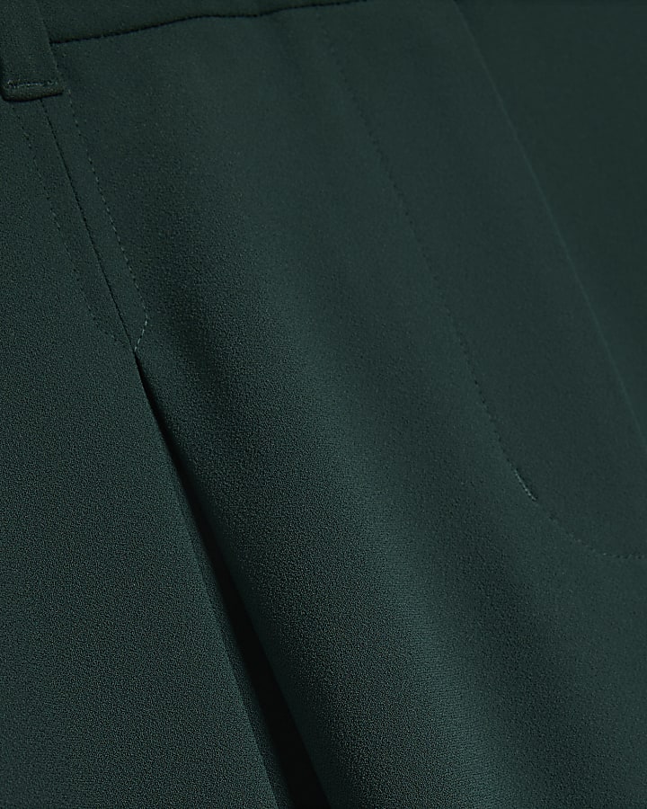 Petite Green Crepe Wide Leg Trousers