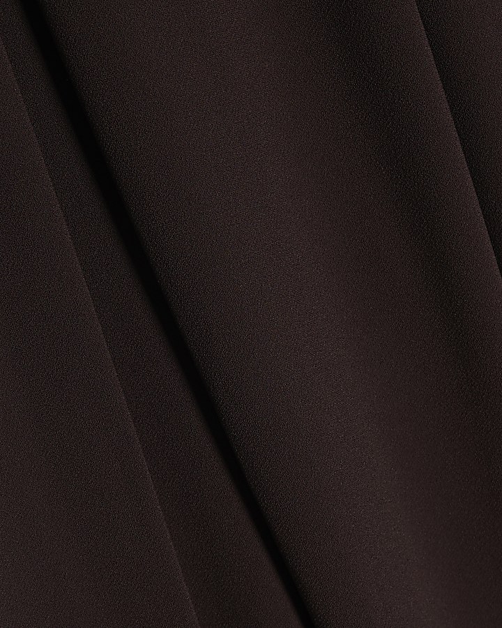 Brown Crepe Wide Leg Trousers