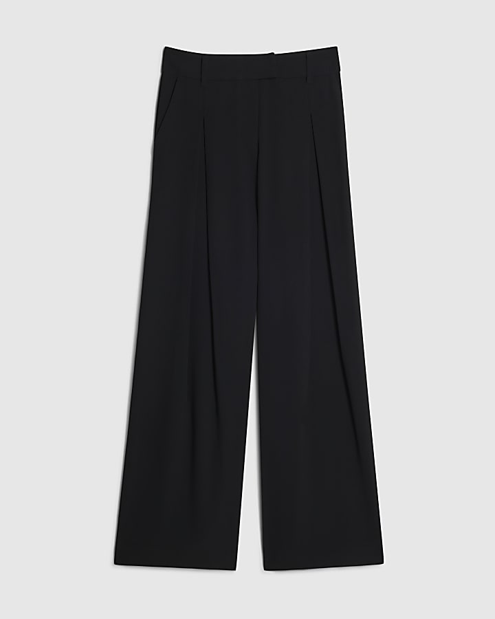Black Crepe Wide Leg Trousers